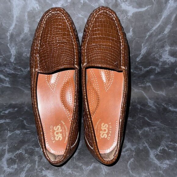 SAS Shoes Simplify Brown Croc Slip On Comfort Shoe Loafer Size 9.5M - Picture 6 of 8